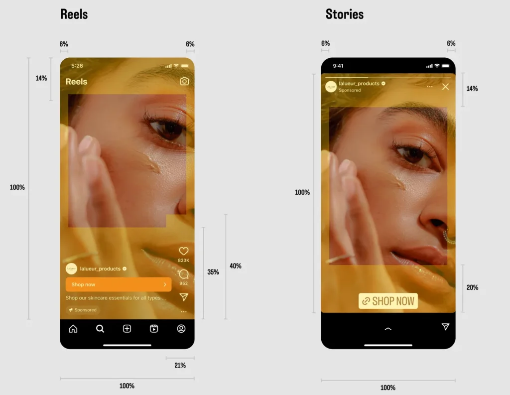 Cómo evitar superposiciones en anuncios de Historias y Reels